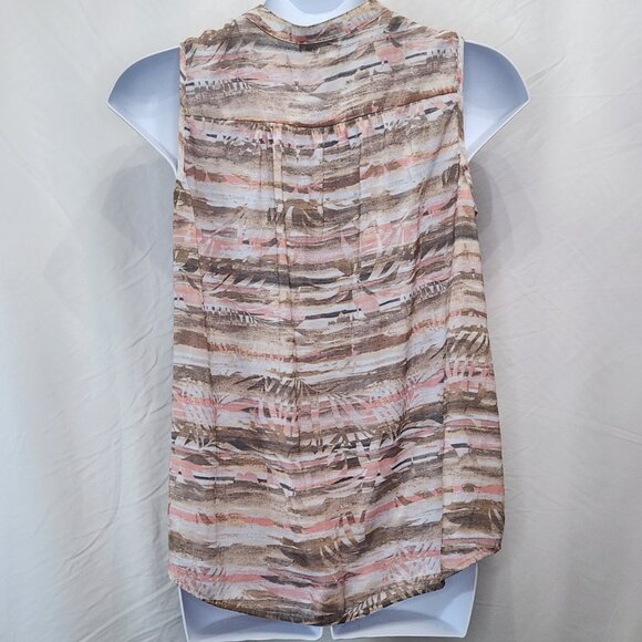 Cocomo Sleeveless Popover Top Womens 1X Brown Pink Plus Blouse Tank Casual OO03X - Picture 2 of 6